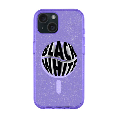 BLACK WHITE-iPhone 15 Plus Shiny Kılıf MagSafe Özellikli