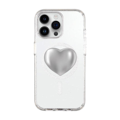SILVER HEART-iPhone 14 Pro Max Shiny Kılıf MagSafe Özellikli