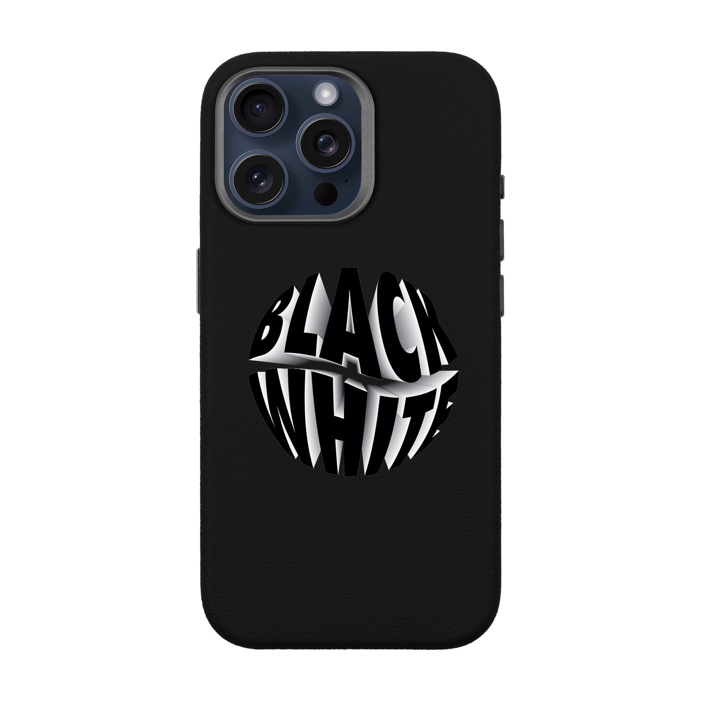 BLACK WHITE-iPhone 15 Pro Max Leather Premium Kılıf MagSafe Özellikli
