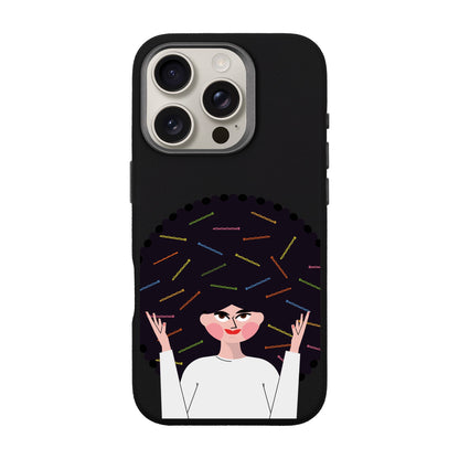 TANGLES OF HAPPINESS-iPhone 16 Pro Leather Premium Kılıf MagSafe Özellikli