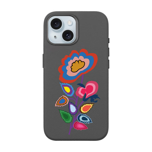 KNITTED FLOWER-iPhone 15 Leather Premium Kılıf MagSafe Özellikli
