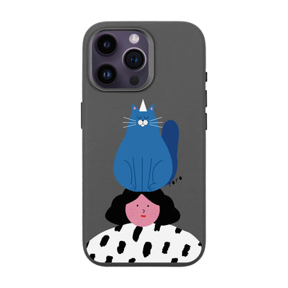NAUGHTY CAT-iPhone 14 Pro Max Leather Premium Kılıf MagSafe Özellikli