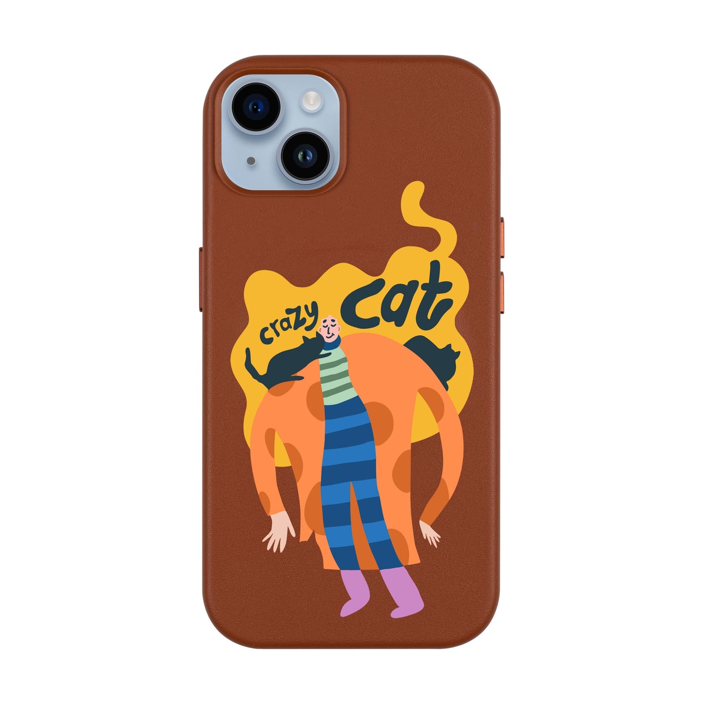CRAZY CAT-iPhone 14 Plus Leather Kılıf MagSafe Özellikli