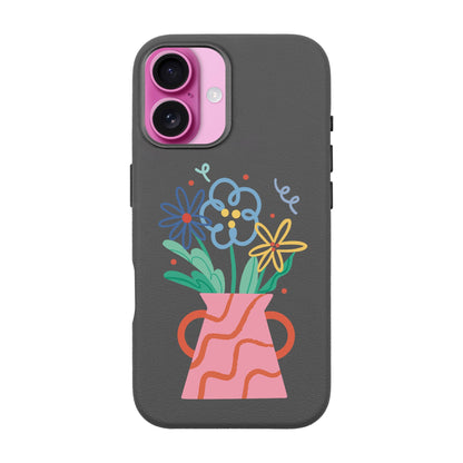 PINK VASE-iPhone 16 Plus Leather Premium Kılıf MagSafe Özellikli