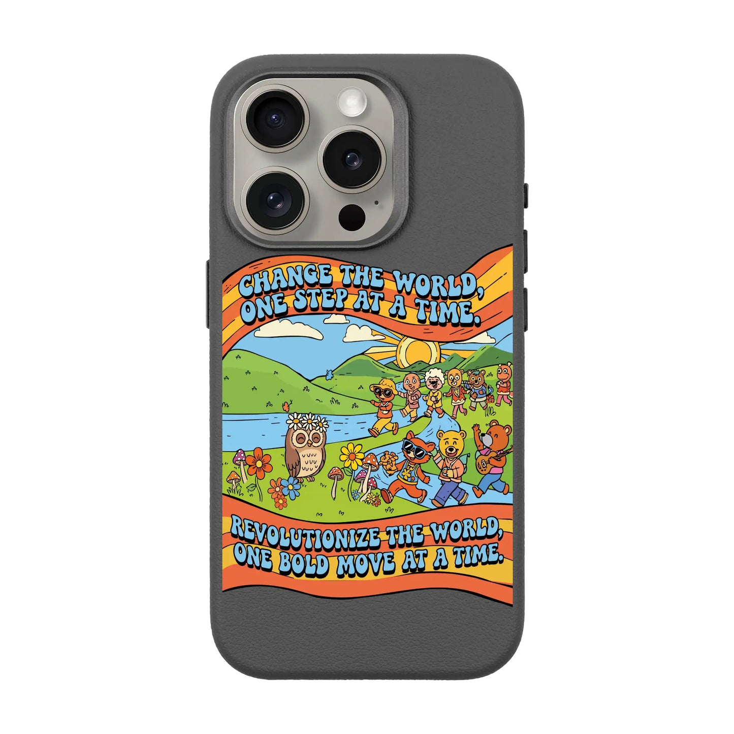 CHANGE THE WORLD-iPhone 15 Pro Leather Premium Kılıf MagSafe Özellikli