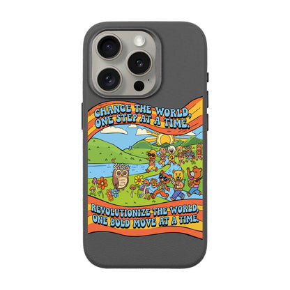 CHANGE THE WORLD-iPhone 15 Pro Leather Premium Kılıf MagSafe Özellikli