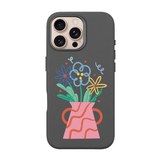 PINK VASE-iPhone 16 Pro Max Leather Premium Kılıf MagSafe Özellikli
