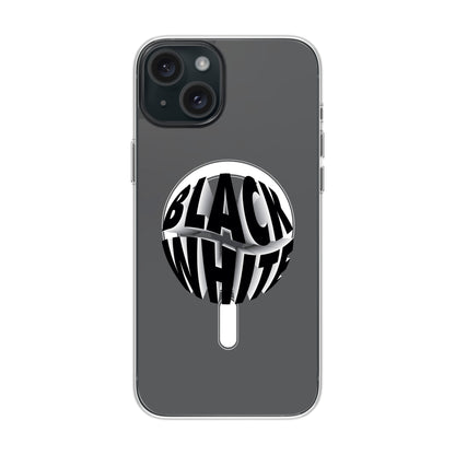 BLACK WHITE-iPhone 15 Plus Solid Kılıf MagSafe Özellikli