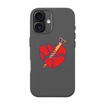 BROKEN HEART-iPhone 16 Plus Leather Premium Kılıf MagSafe Özellikli