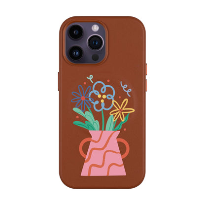 PINK VASE-iPhone 14 Pro Max Leather Kılıf MagSafe Özellikli