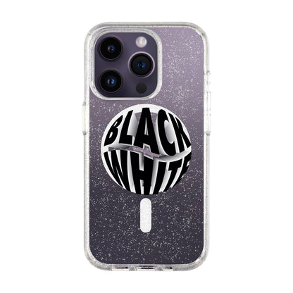 BLACK WHITE-iPhone 14 Pro Shiny Kılıf MagSafe Özellikli