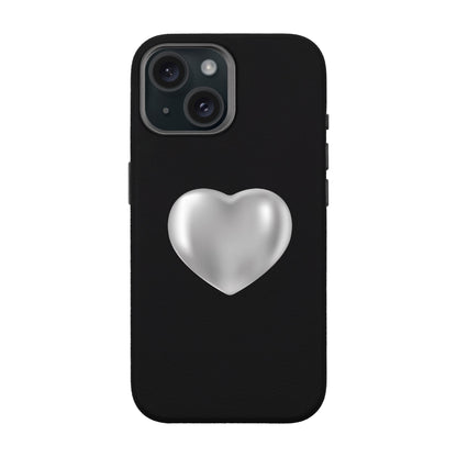 SILVER HEART-iPhone 15 Leather Premium Kılıf MagSafe Özellikli