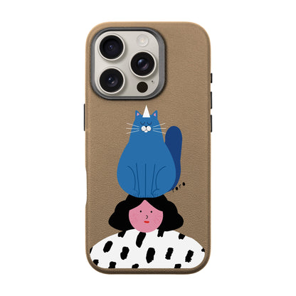NAUGHTY CAT-iPhone 16 Pro Leather Premium Kılıf MagSafe Özellikli