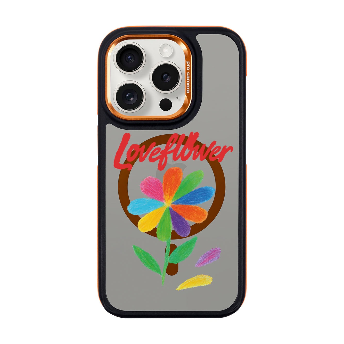 LOVE FLOWER-iPhone 15 Pro Dark Kılıf MagSafe Özellikli