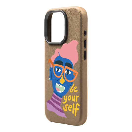 BE YOURSELF-iPhone 16 Pro Max Leather Premium Kılıf MagSafe Özellikli