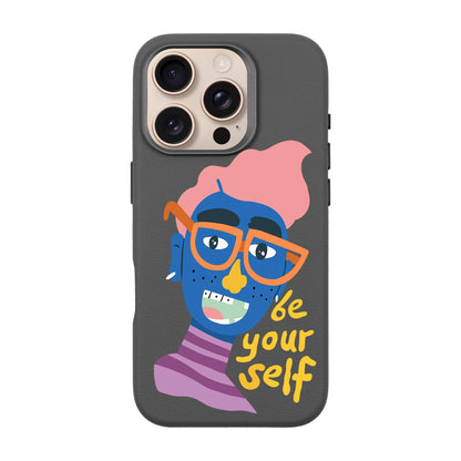 BE YOURSELF-iPhone 16 Pro Leather Premium Kılıf MagSafe Özellikli