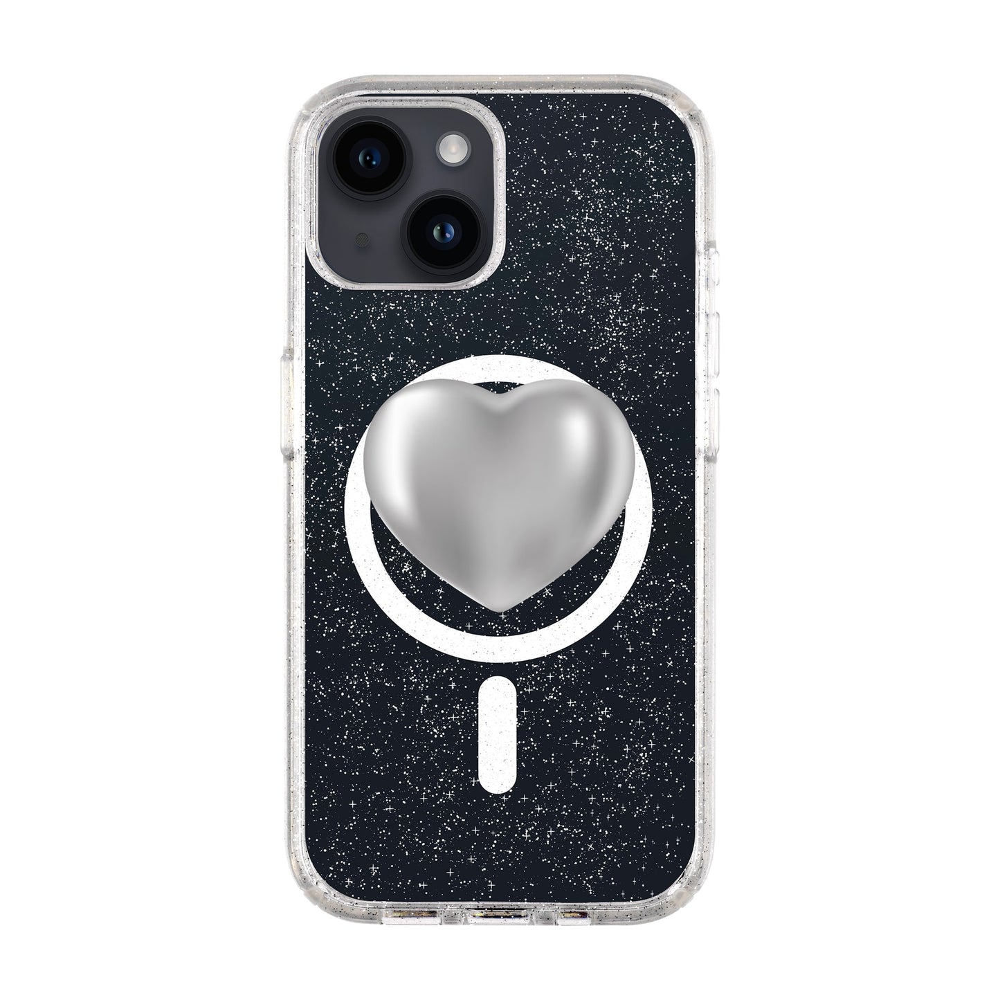 SILVER HEART-Shiny Kılıf MagSafe Özellikli - iPhone 13