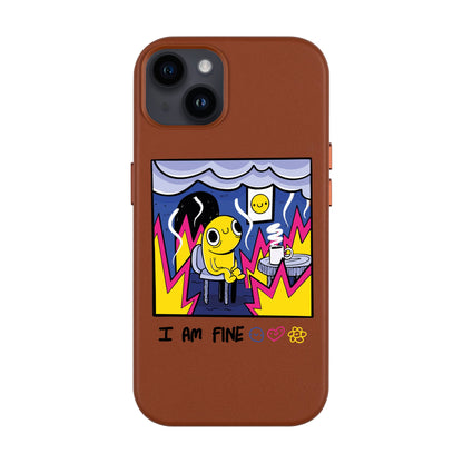 I AM FINE-iPhone 14 Plus Leather Kılıf MagSafe Özellikli