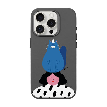 NAUGHTY CAT-iPhone 15 Pro Leather Premium Kılıf MagSafe Özellikli