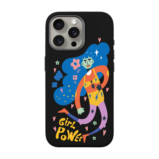 GIRL POWER-iPhone 15 Pro Max Leather Premium Kılıf MagSafe Özellikli