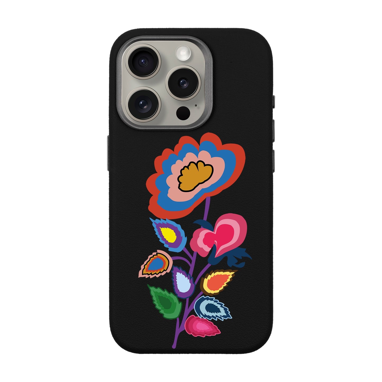 KNITTED FLOWER-iPhone 15 Pro Leather Premium Kılıf MagSafe Özellikli