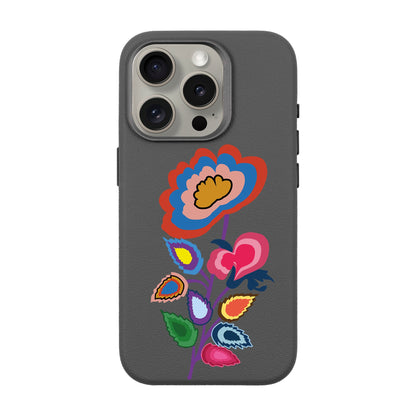 KNITTED FLOWER-iPhone 15 Pro Leather Premium Kılıf MagSafe Özellikli