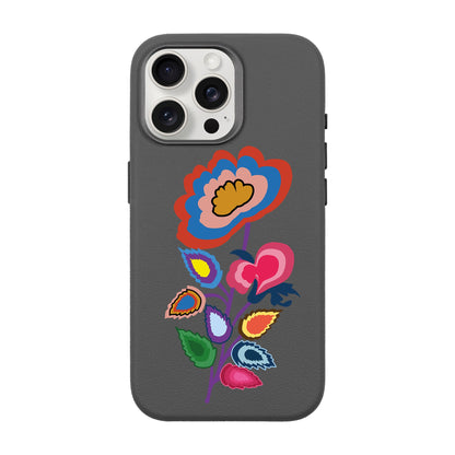 KNITTED FLOWER-iPhone 15 Pro Max Leather Premium Kılıf MagSafe Özellikli