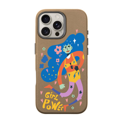 GIRL POWER-iPhone 16 Pro Max Leather Premium Kılıf MagSafe Özellikli