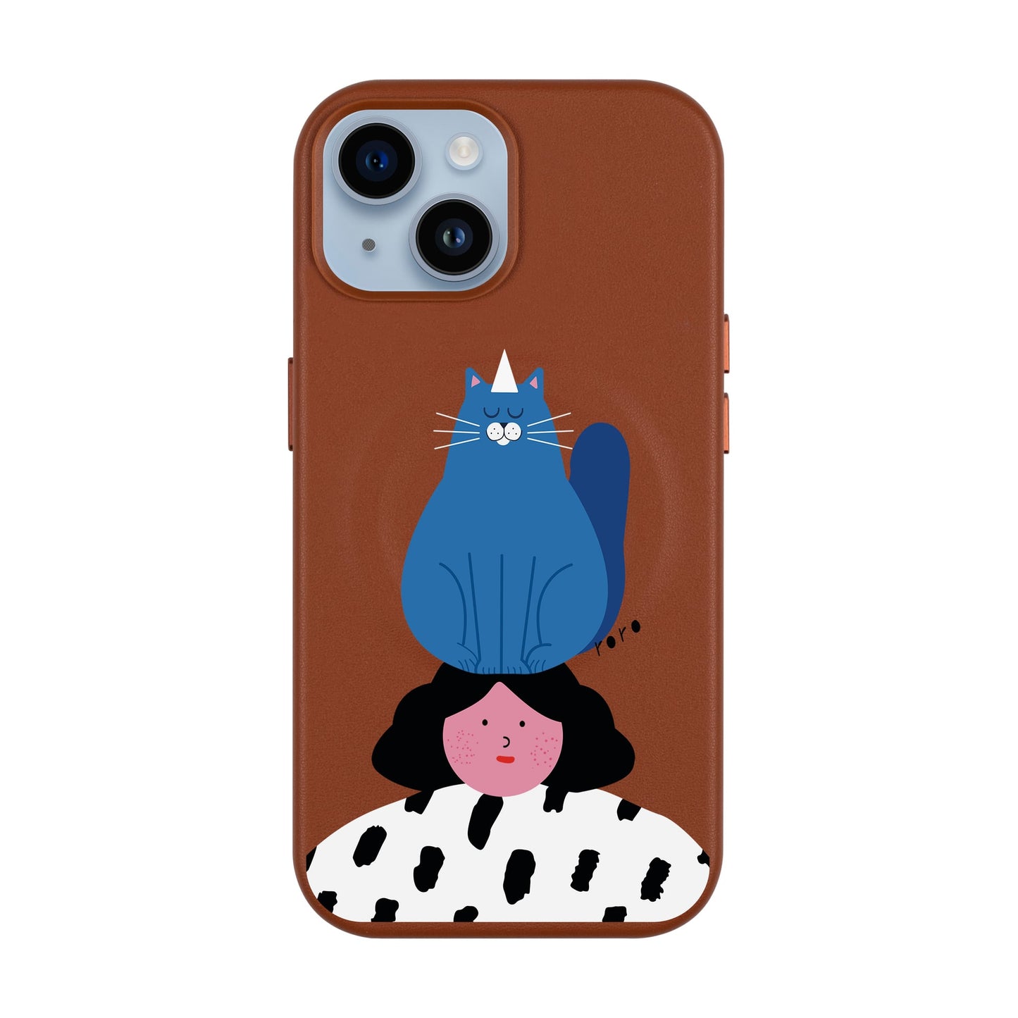 NAUGHTY CAT-Leather Kılıf MagSafe Özellikli - iPhone 14