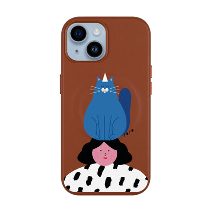 NAUGHTY CAT-Leather Kılıf MagSafe Özellikli - iPhone 14