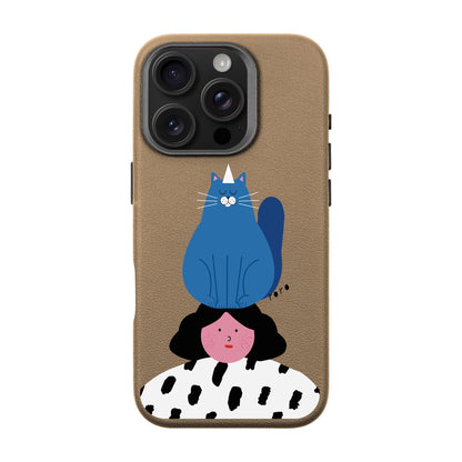 NAUGHTY CAT-iPhone 16 Pro Leather Premium Kılıf MagSafe Özellikli