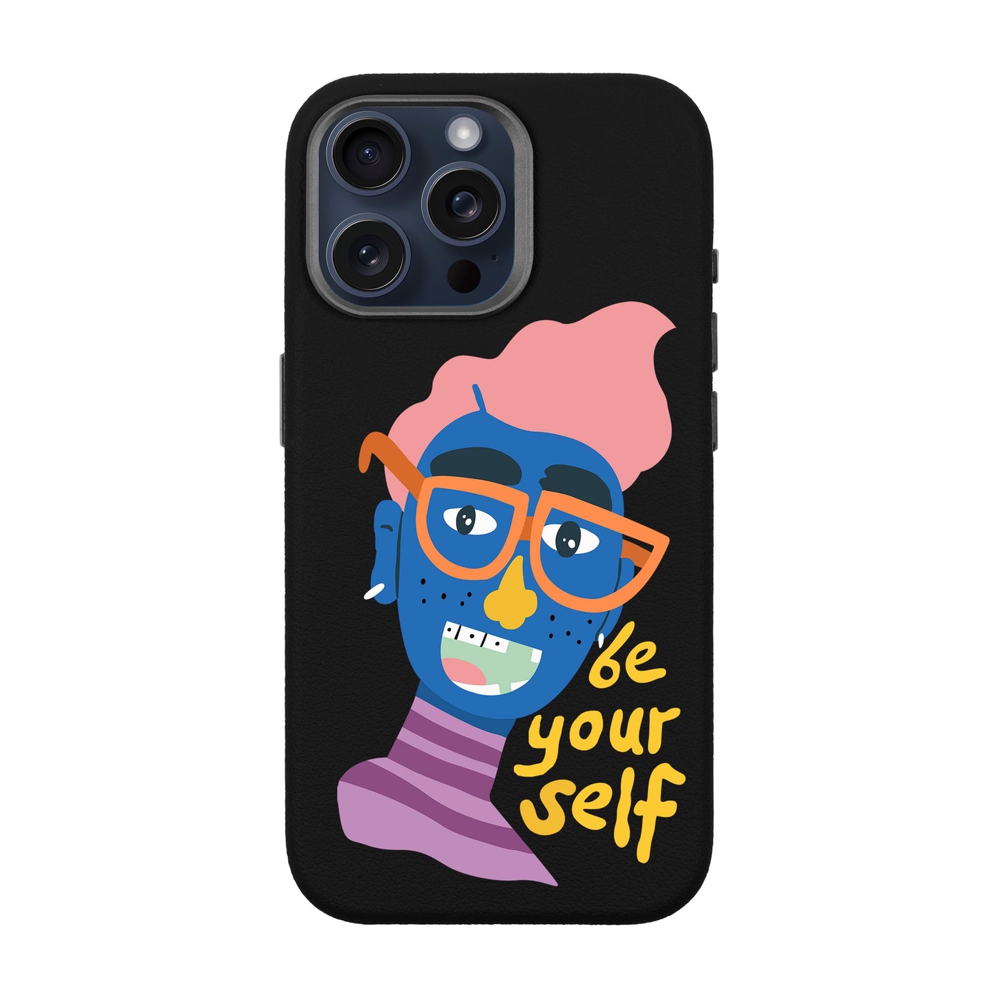 BE YOURSELF-iPhone 15 Pro Max Leather Premium Kılıf MagSafe Özellikli