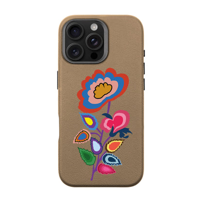 KNITTED FLOWER-iPhone 16 Pro Max Leather Premium Kılıf MagSafe Özellikli