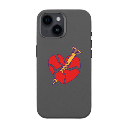 BROKEN HEART-iPhone 14 Leather Premium Kılıf MagSafe Özellikli