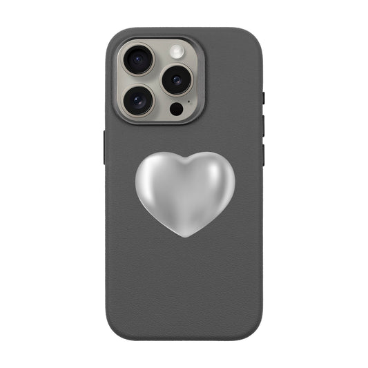 SILVER HEART-iPhone 15 Pro Leather Premium Kılıf MagSafe Özellikli