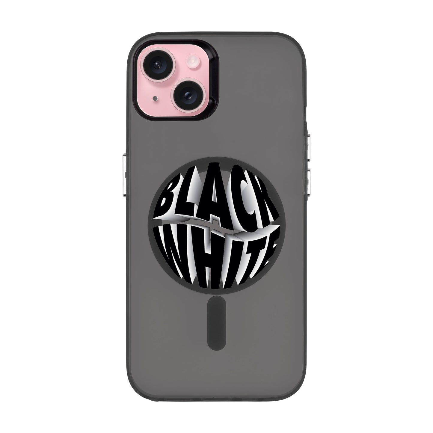 BLACK WHITE-iPhone 15 Plus Hold Kılıf MagSafe Özellikli