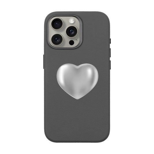 SILVER HEART-iPhone 15 Pro Max Leather Premium Kılıf MagSafe Özellikli