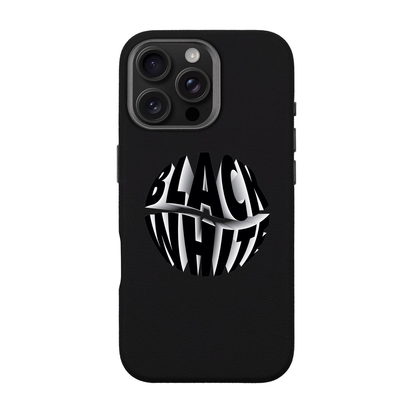 BLACK WHITE-iPhone 16 Pro Max Leather Premium Kılıf MagSafe Özellikli