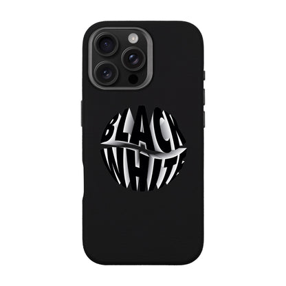 BLACK WHITE-iPhone 16 Pro Max Leather Premium Kılıf MagSafe Özellikli