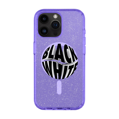 BLACK WHITE-iPhone 14 Pro Max Shiny Kılıf MagSafe Özellikli