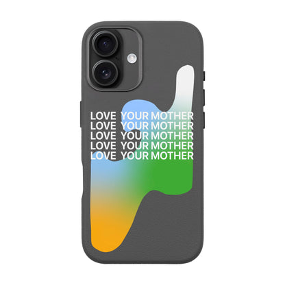 LOVE YOUR MOTHER-iPhone 16 Leather Premium Kılıf MagSafe Özellikli