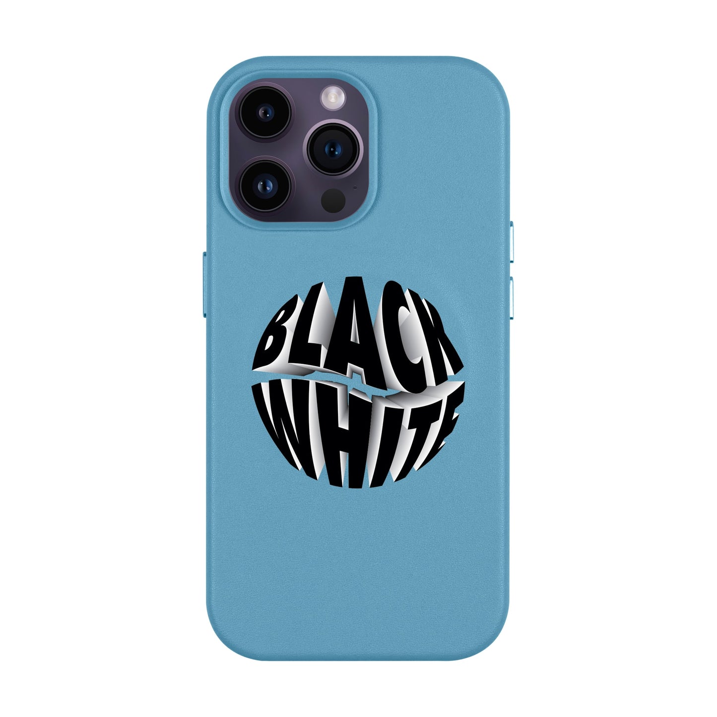 BLACK WHITE-iPhone 14 Pro Max Leather Kılıf MagSafe Özellikli