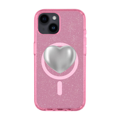 SILVER HEART-iPhone 14 Shiny Kılıf MagSafe Özellikli