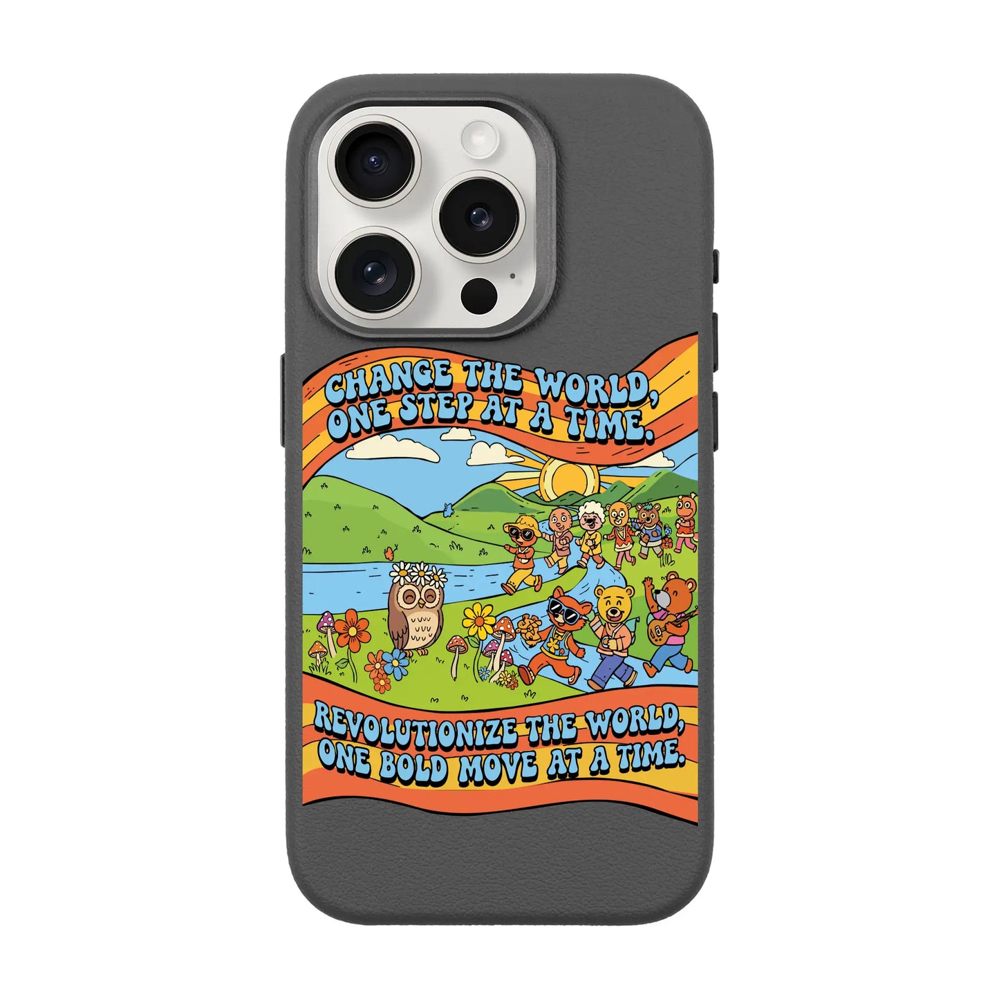 CHANGE THE WORLD-iPhone 15 Pro Leather Premium Kılıf MagSafe Özellikli