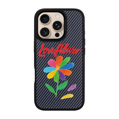 LOVE FLOWER-iPhone 16 Pro Plaid Kılıf MagSafe Özellikli