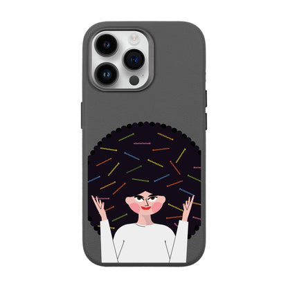 TANGLES OF HAPPINESS-iPhone 14 Pro Max Leather Premium Kılıf MagSafe Özellikli