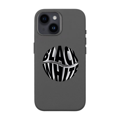 BLACK WHITE-iPhone 13 Leather Premium Kılıf MagSafe Özellikli