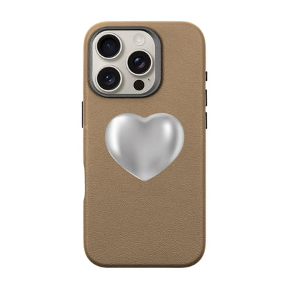 SILVER HEART-iPhone 16 Pro Leather Premium Kılıf MagSafe Özellikli