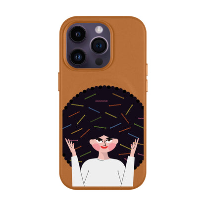 TANGLES OF HAPPINESS-Leather Kılıf MagSafe Özellikli - iPhone 14 Pro