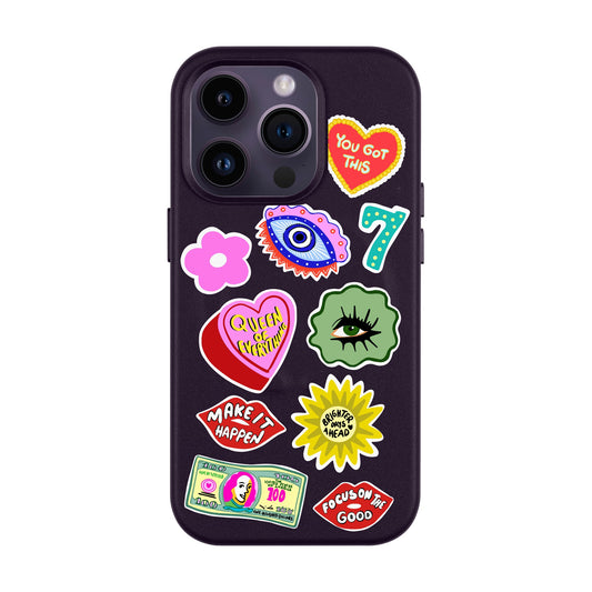 HM STICKERS-iPhone 14 Pro Leather Kılıf MagSafe Özellikli